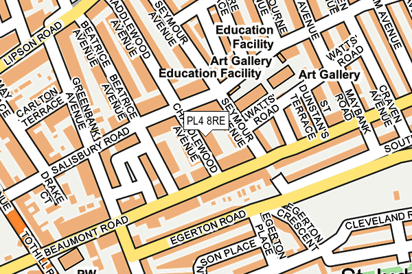 PL4 8RE map - OS OpenMap – Local (Ordnance Survey)