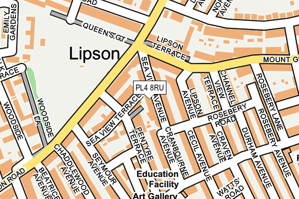 PL4 8RU map - OS OpenMap – Local (Ordnance Survey)