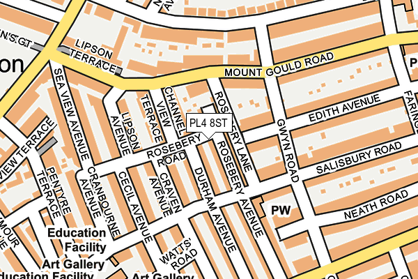 PL4 8ST map - OS OpenMap – Local (Ordnance Survey)