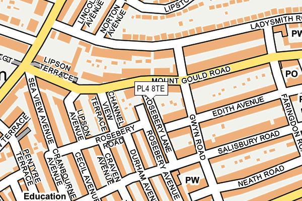 PL4 8TE map - OS OpenMap – Local (Ordnance Survey)