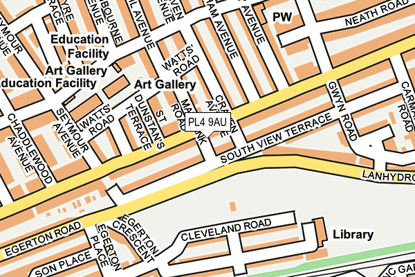 PL4 9AU map - OS OpenMap – Local (Ordnance Survey)