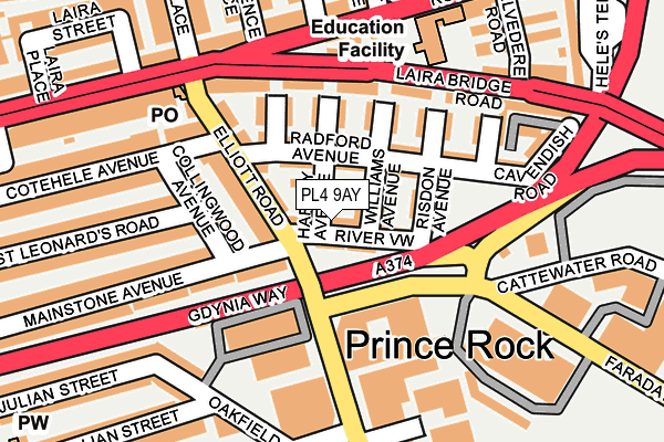 PL4 9AY map - OS OpenMap – Local (Ordnance Survey)