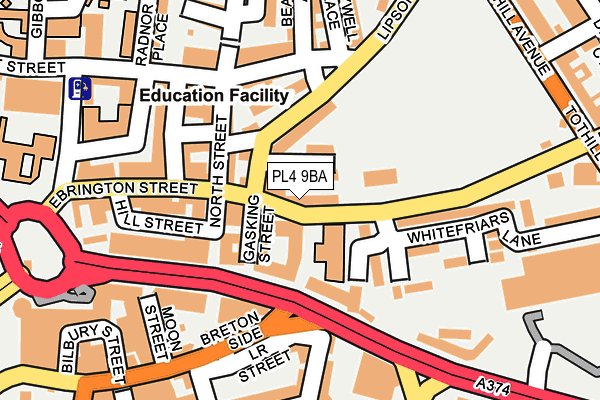 PL4 9BA map - OS OpenMap – Local (Ordnance Survey)