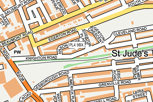 PL4 9BX map - OS OpenMap – Local (Ordnance Survey)