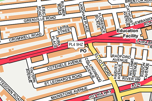 PL4 9HZ map - OS OpenMap – Local (Ordnance Survey)