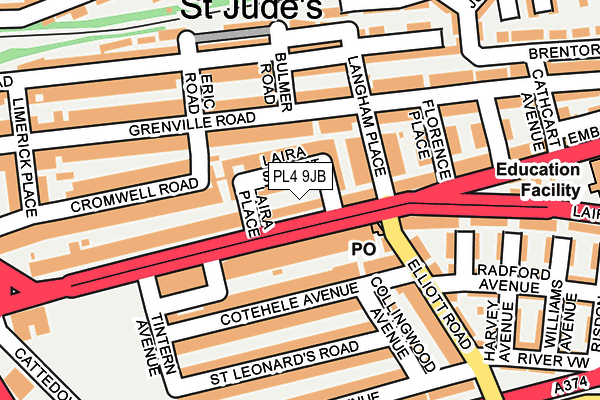 PL4 9JB map - OS OpenMap – Local (Ordnance Survey)