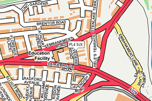 PL4 9JX map - OS OpenMap – Local (Ordnance Survey)