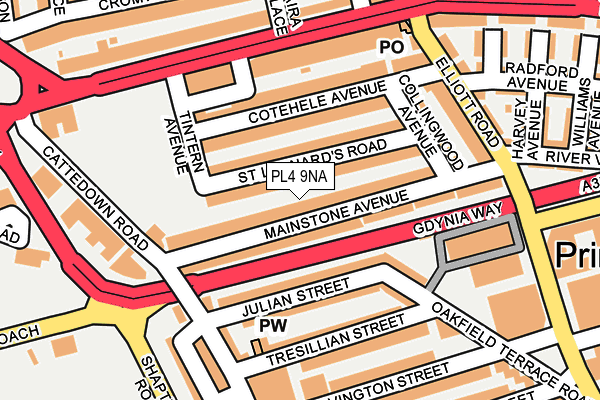PL4 9NA map - OS OpenMap – Local (Ordnance Survey)