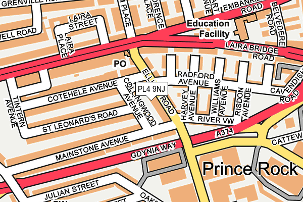 PL4 9NJ map - OS OpenMap – Local (Ordnance Survey)