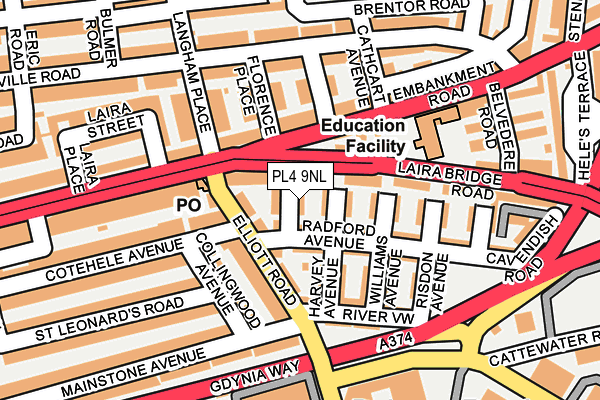 PL4 9NL map - OS OpenMap – Local (Ordnance Survey)