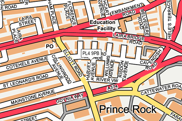 PL4 9PB map - OS OpenMap – Local (Ordnance Survey)