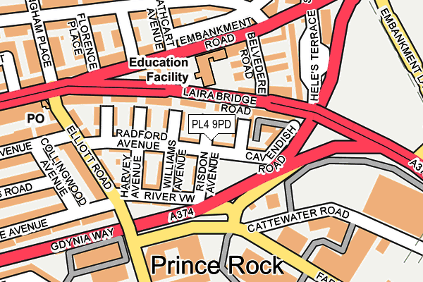 PL4 9PD map - OS OpenMap – Local (Ordnance Survey)