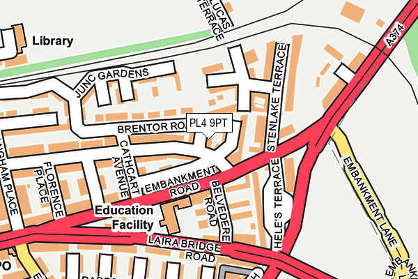 PL4 9PT map - OS OpenMap – Local (Ordnance Survey)
