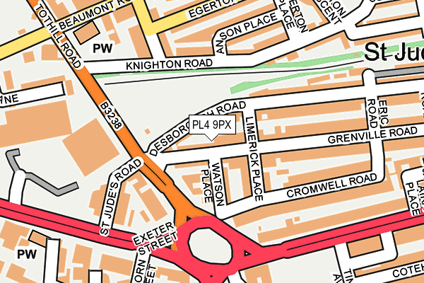 PL4 9PX map - OS OpenMap – Local (Ordnance Survey)