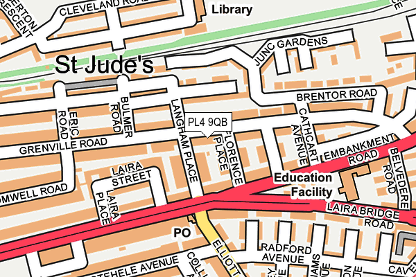 PL4 9QB map - OS OpenMap – Local (Ordnance Survey)