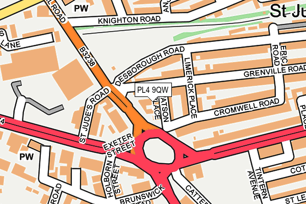 PL4 9QW map - OS OpenMap – Local (Ordnance Survey)