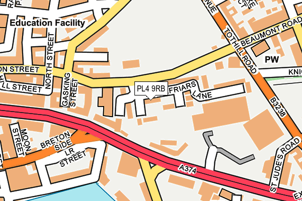 PL4 9RB map - OS OpenMap – Local (Ordnance Survey)