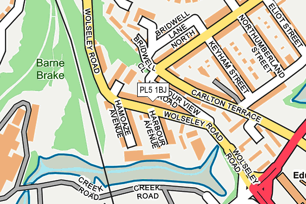 PL5 1BJ map - OS OpenMap – Local (Ordnance Survey)