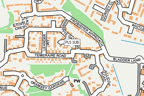 PL5 3UB map - OS OpenMap – Local (Ordnance Survey)