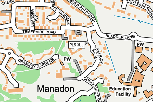 PL5 3UJ map - OS OpenMap – Local (Ordnance Survey)