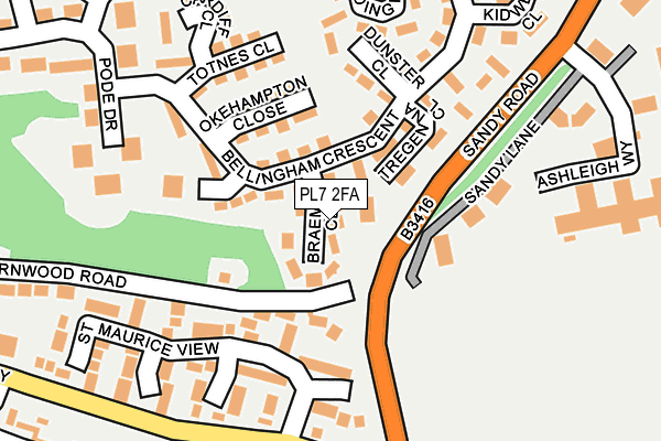 PL7 2FA map - OS OpenMap – Local (Ordnance Survey)
