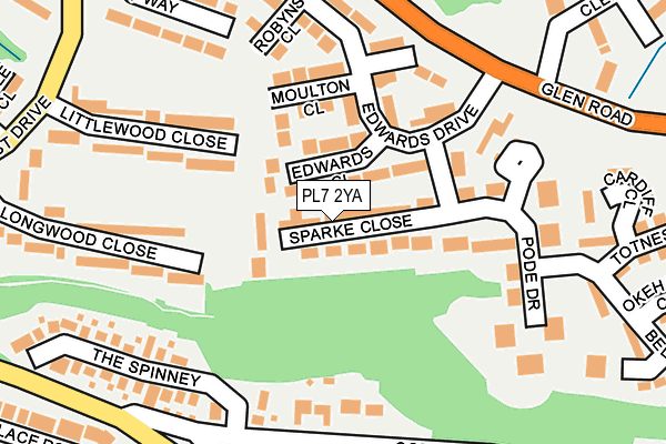 PL7 2YA map - OS OpenMap – Local (Ordnance Survey)