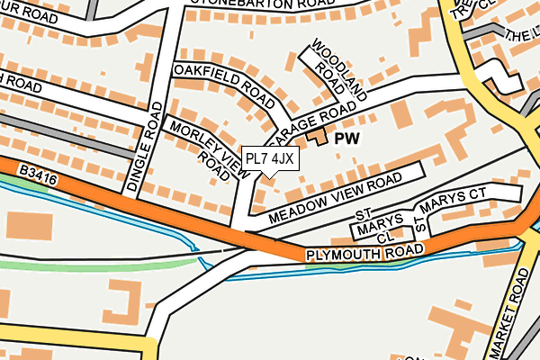 PL7 4JX map - OS OpenMap – Local (Ordnance Survey)