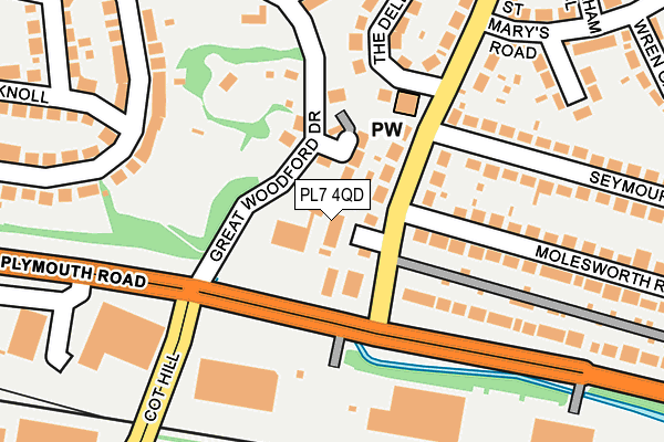 PL7 4QD map - OS OpenMap – Local (Ordnance Survey)