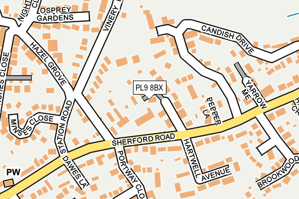 PL9 8BX map - OS OpenMap – Local (Ordnance Survey)