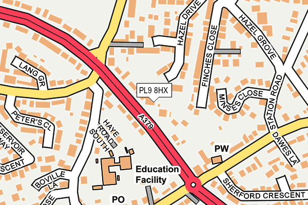 PL9 8HX map - OS OpenMap – Local (Ordnance Survey)