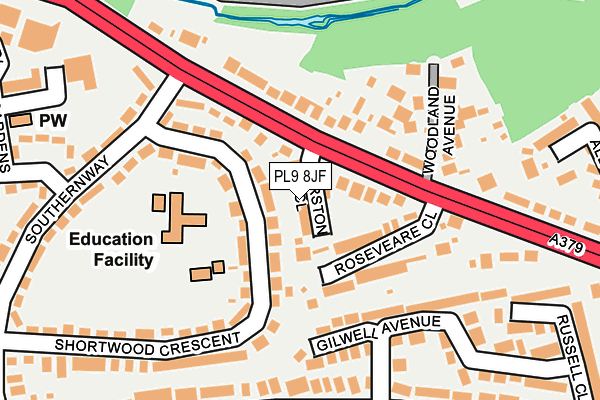 PL9 8JF map - OS OpenMap – Local (Ordnance Survey)