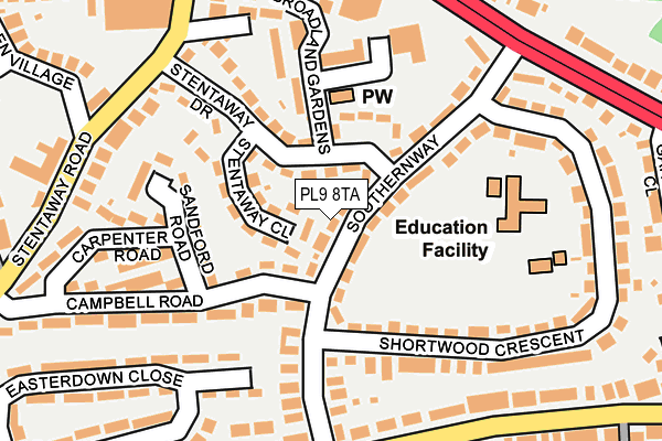 PL9 8TA map - OS OpenMap – Local (Ordnance Survey)