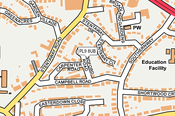 PL9 8UB map - OS OpenMap – Local (Ordnance Survey)