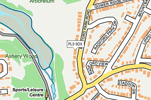 PL9 9DX map - OS OpenMap – Local (Ordnance Survey)
