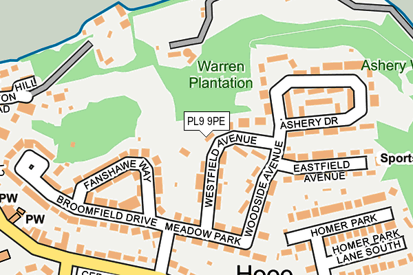 PL9 9PE map - OS OpenMap – Local (Ordnance Survey)