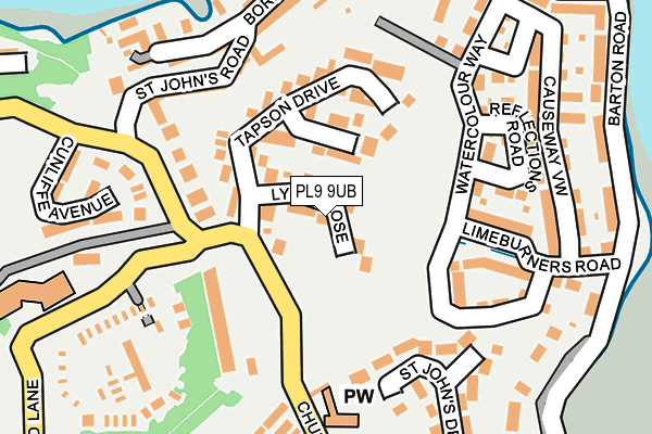 PL9 9UB map - OS OpenMap – Local (Ordnance Survey)