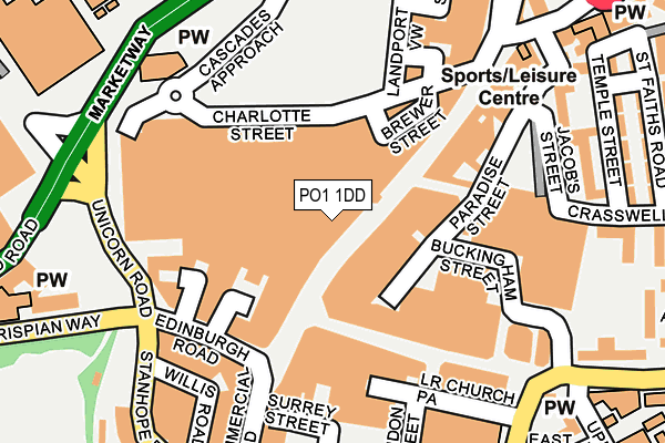 PO1 1DD map - OS OpenMap – Local (Ordnance Survey)