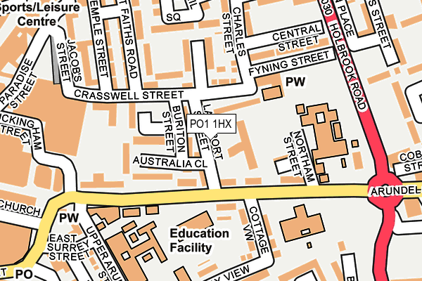 PO1 1HX map - OS OpenMap – Local (Ordnance Survey)