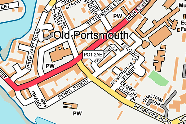 PO1 2AE map - OS OpenMap – Local (Ordnance Survey)