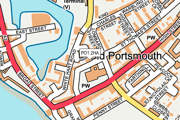 PO1 2HA map - OS OpenMap – Local (Ordnance Survey)