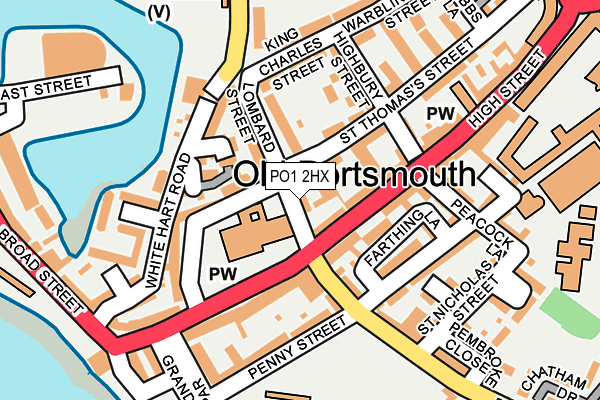 PO1 2HX map - OS OpenMap – Local (Ordnance Survey)