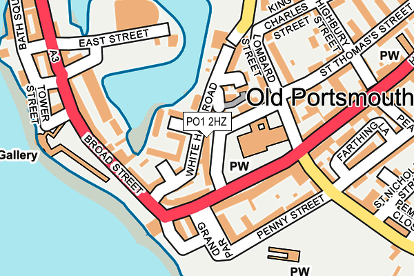 PO1 2HZ map - OS OpenMap – Local (Ordnance Survey)
