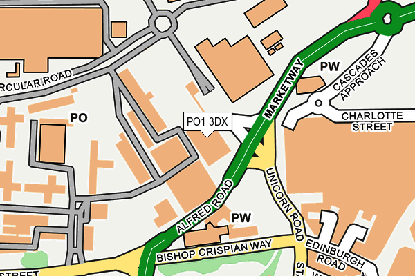 PO1 3DX map - OS OpenMap – Local (Ordnance Survey)