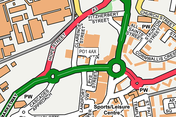 PO1 4AX map - OS OpenMap – Local (Ordnance Survey)