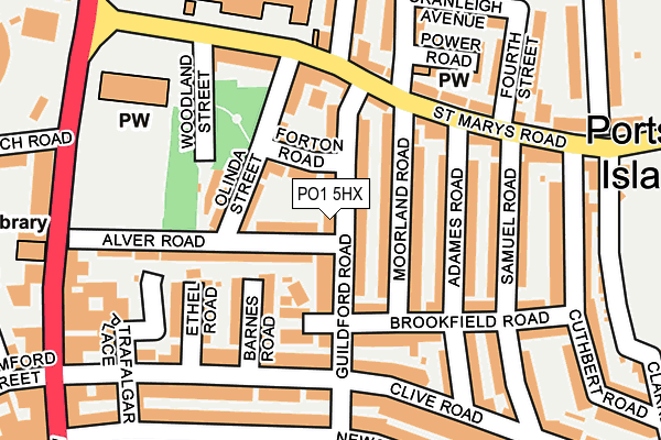 PO1 5HX map - OS OpenMap – Local (Ordnance Survey)