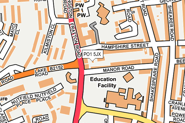 PO1 5JX map - OS OpenMap – Local (Ordnance Survey)