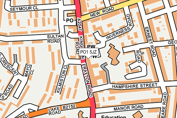 PO1 5JZ map - OS OpenMap – Local (Ordnance Survey)