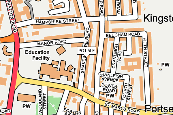 PO1 5LF map - OS OpenMap – Local (Ordnance Survey)