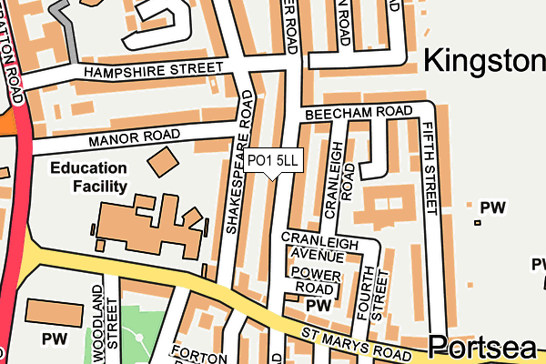 PO1 5LL map - OS OpenMap – Local (Ordnance Survey)