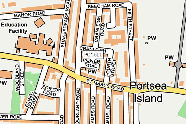 PO1 5LT map - OS OpenMap – Local (Ordnance Survey)